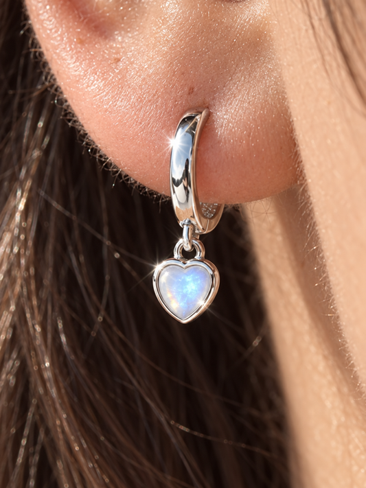 Natural Stone Heart Hoops