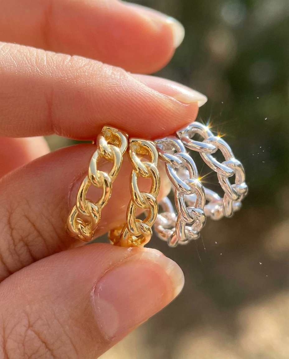 Chain Link Hoop Earrings