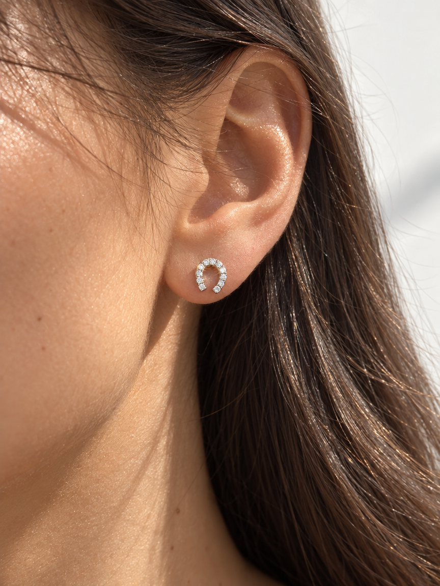 Pavé Horseshoe Studs