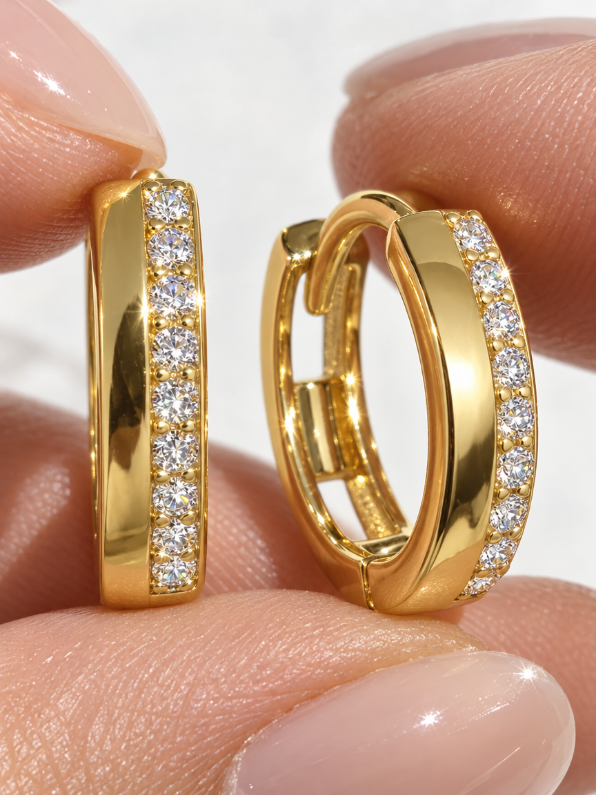 Pavé Huggie Hoops