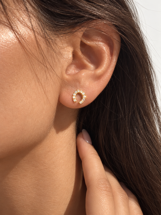 Pavé Horseshoe Studs