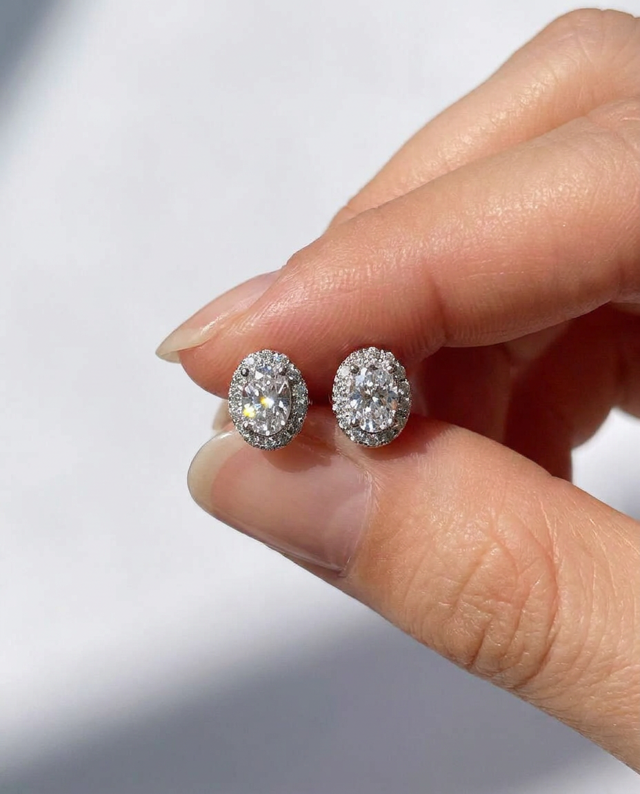 Oval Halo Studs