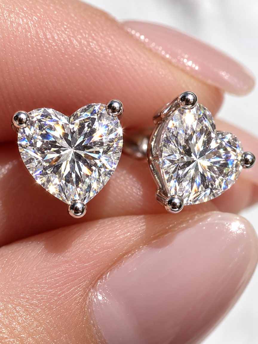 Heart Solitaire Studs