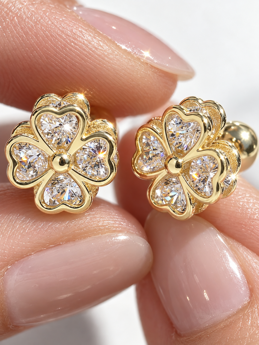 Heart Clover Studs