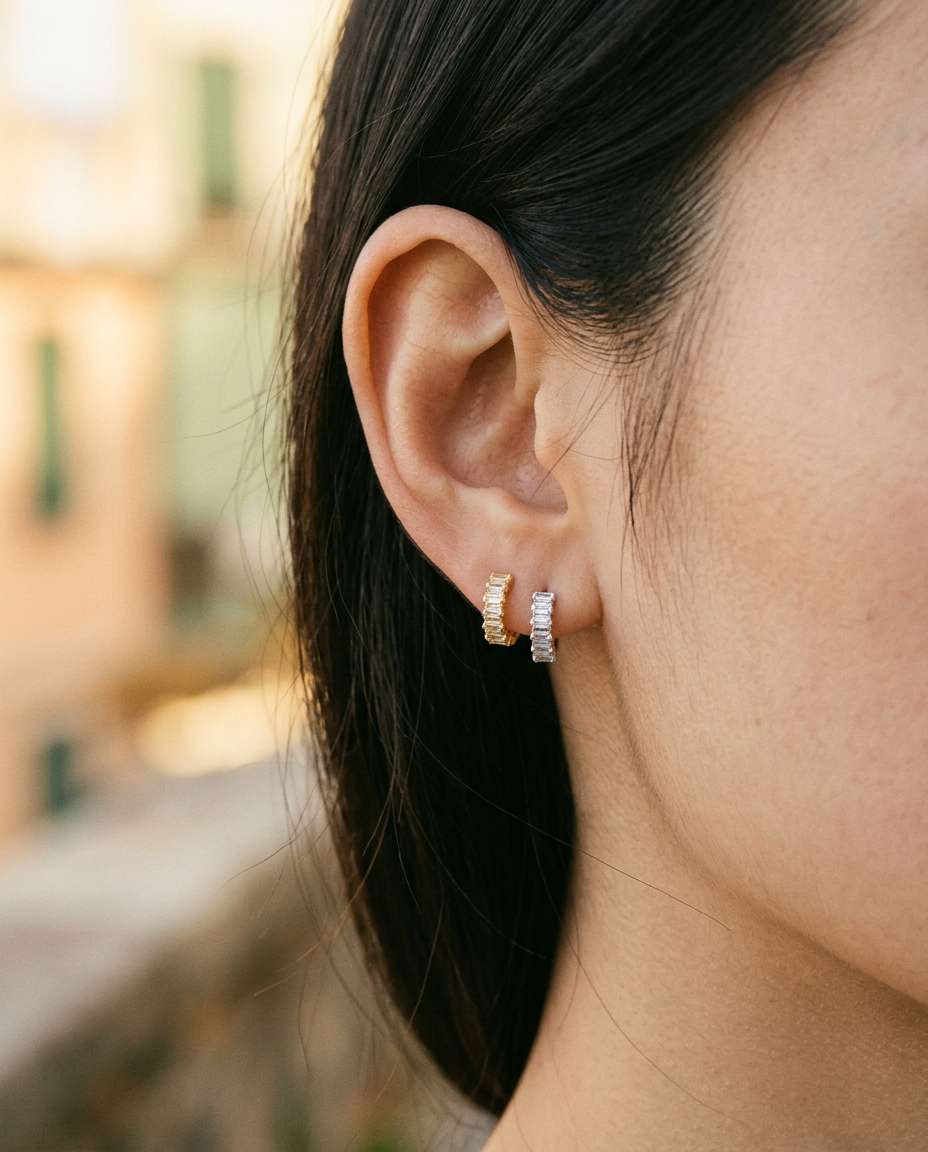 Baguette Hoop Earrings