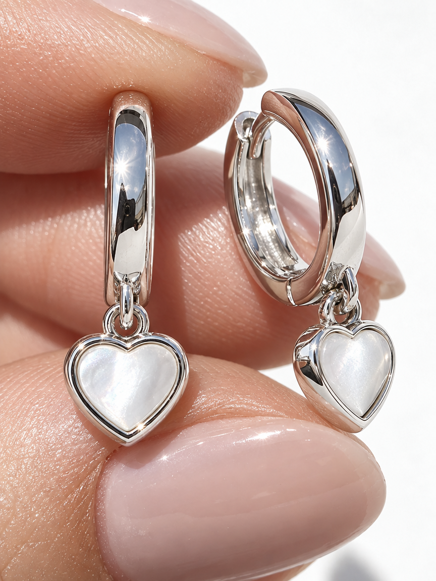 Natural Stone Heart Hoops