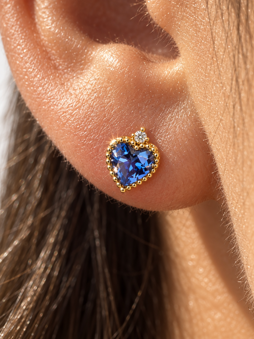 Ocean Heart Crystal Studs