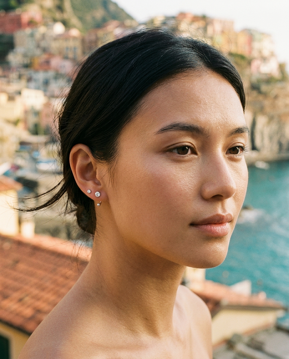 Round Zircon U-Hook Earrings