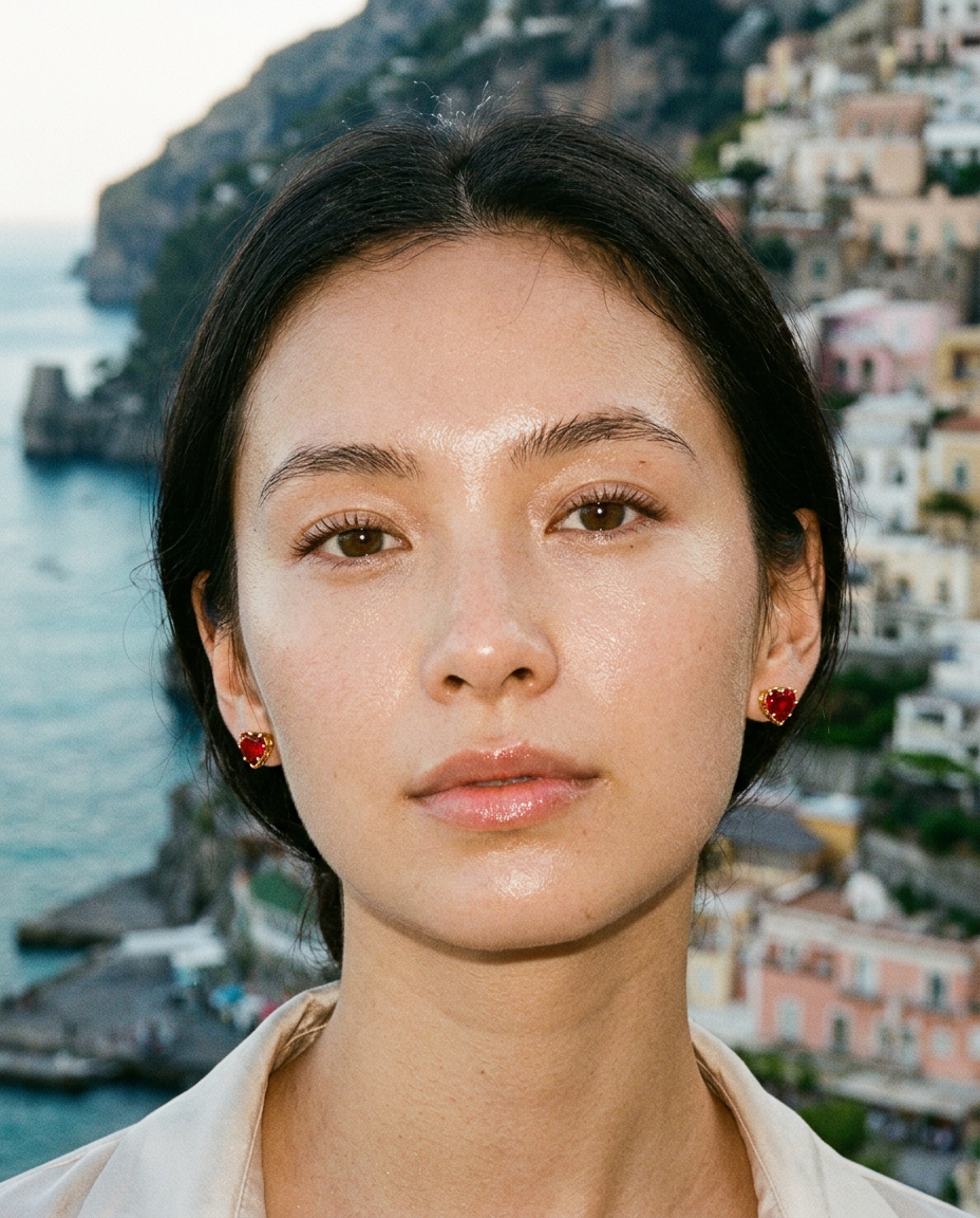 Ruby Heart Studs