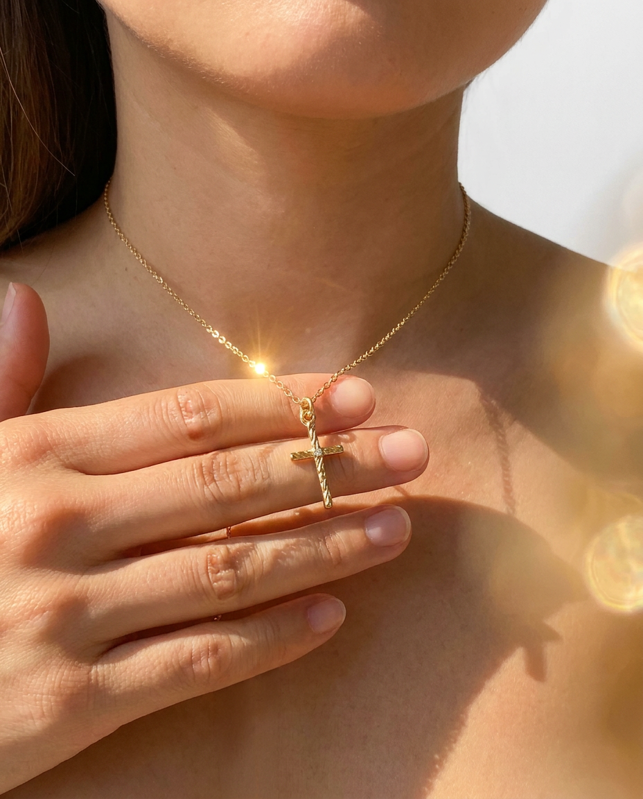 Textured Cross Necklace