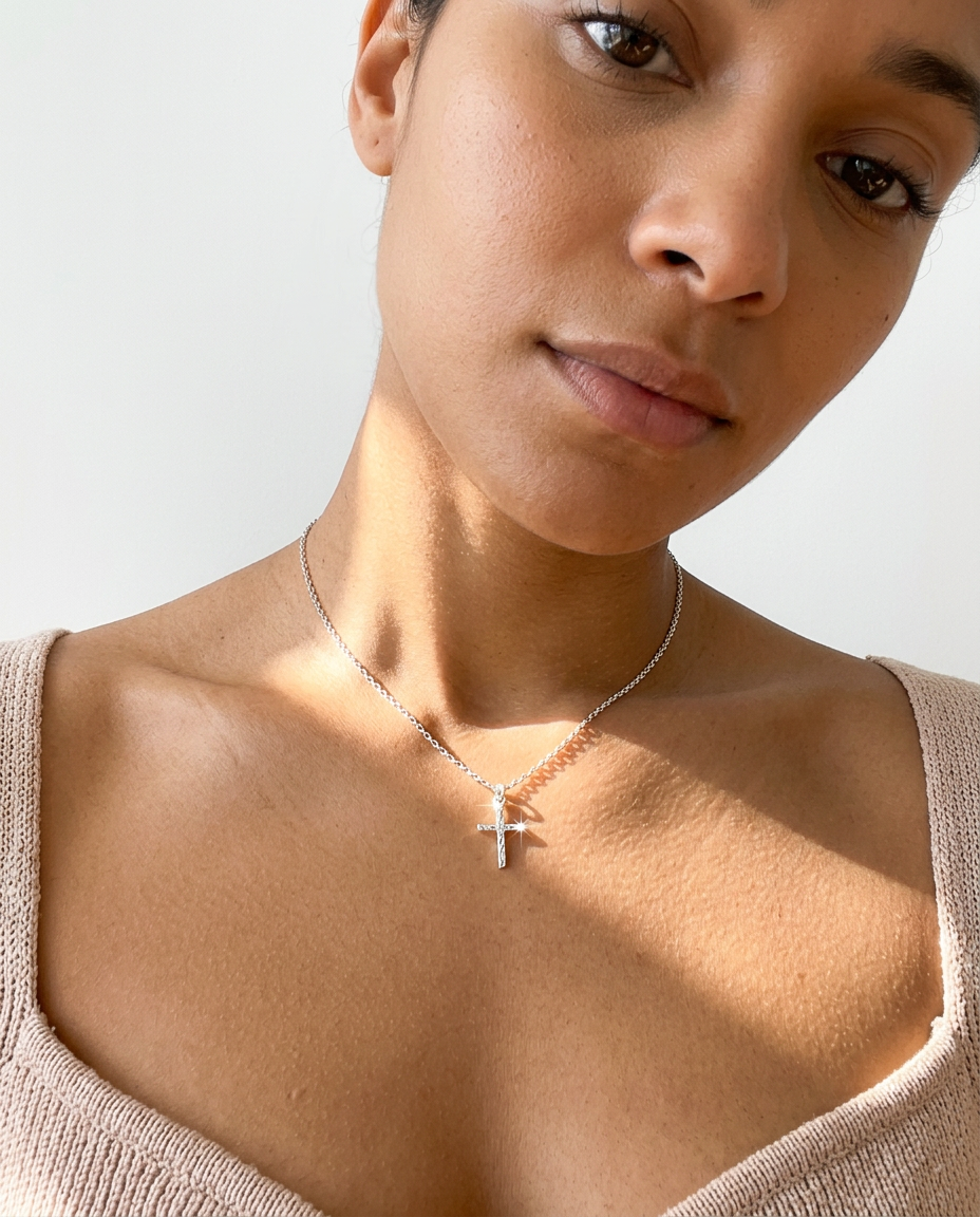Textured Cross Necklace