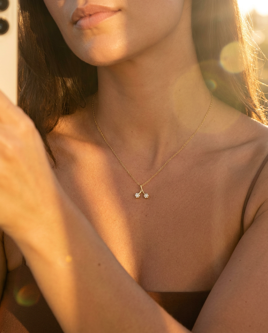 Cherry Rhinestone Necklace