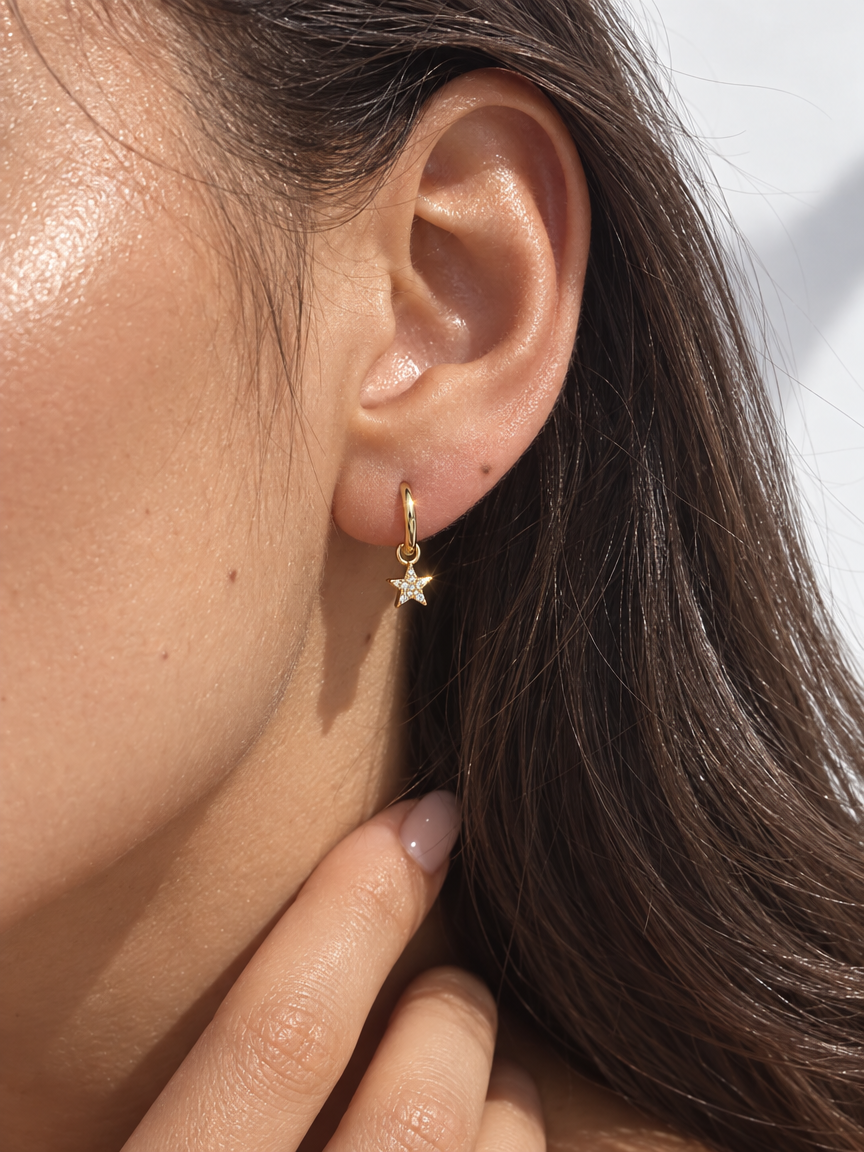 Pavé Star Drop Earrings