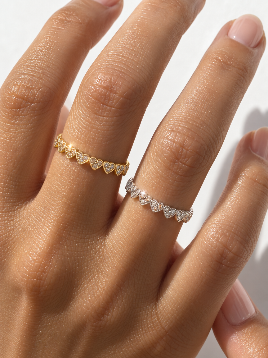 Pavé Heart Band Ring
