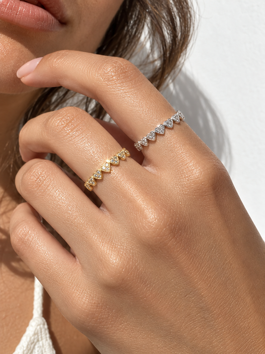 Pavé Heart Band Ring