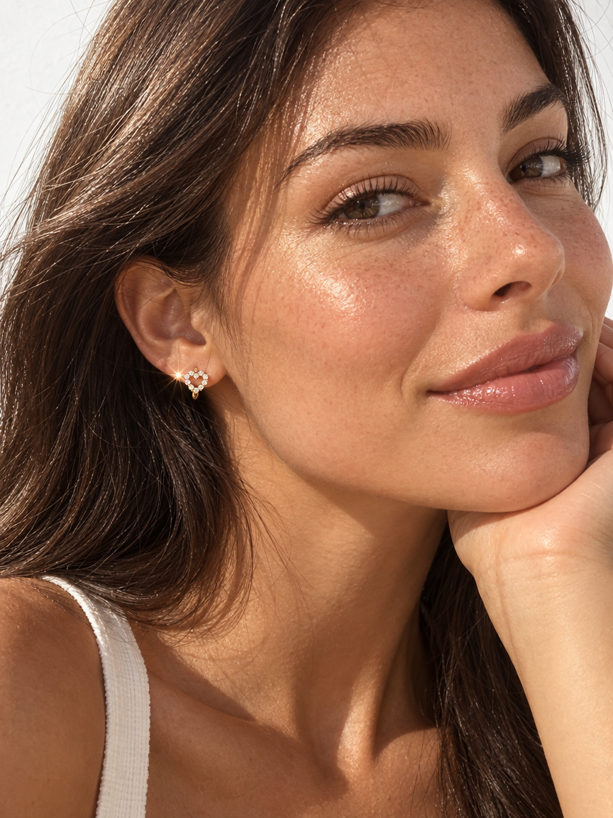 Pavé Heart Huggie Hoops