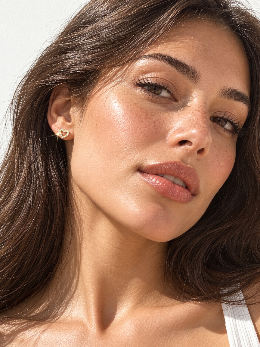 Pavé Heart Studs