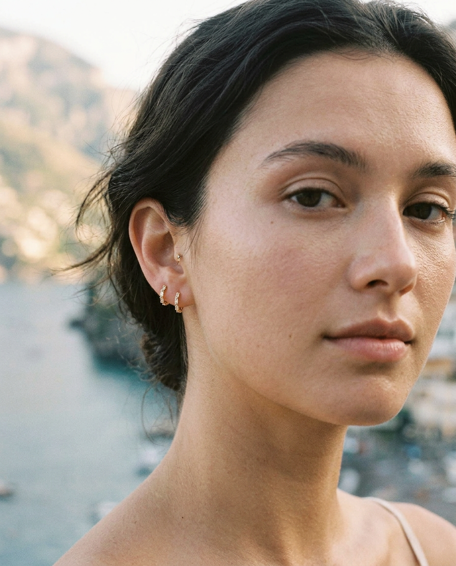 Baguette Zircon Hoop Earrings