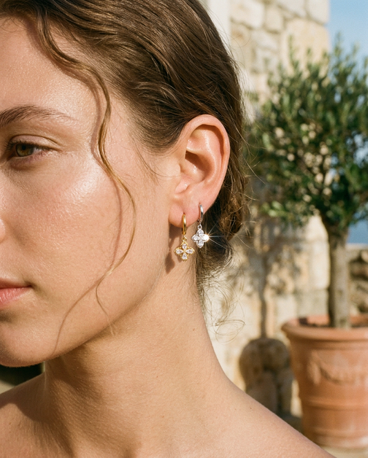 Clover Drop Hoop Earrings