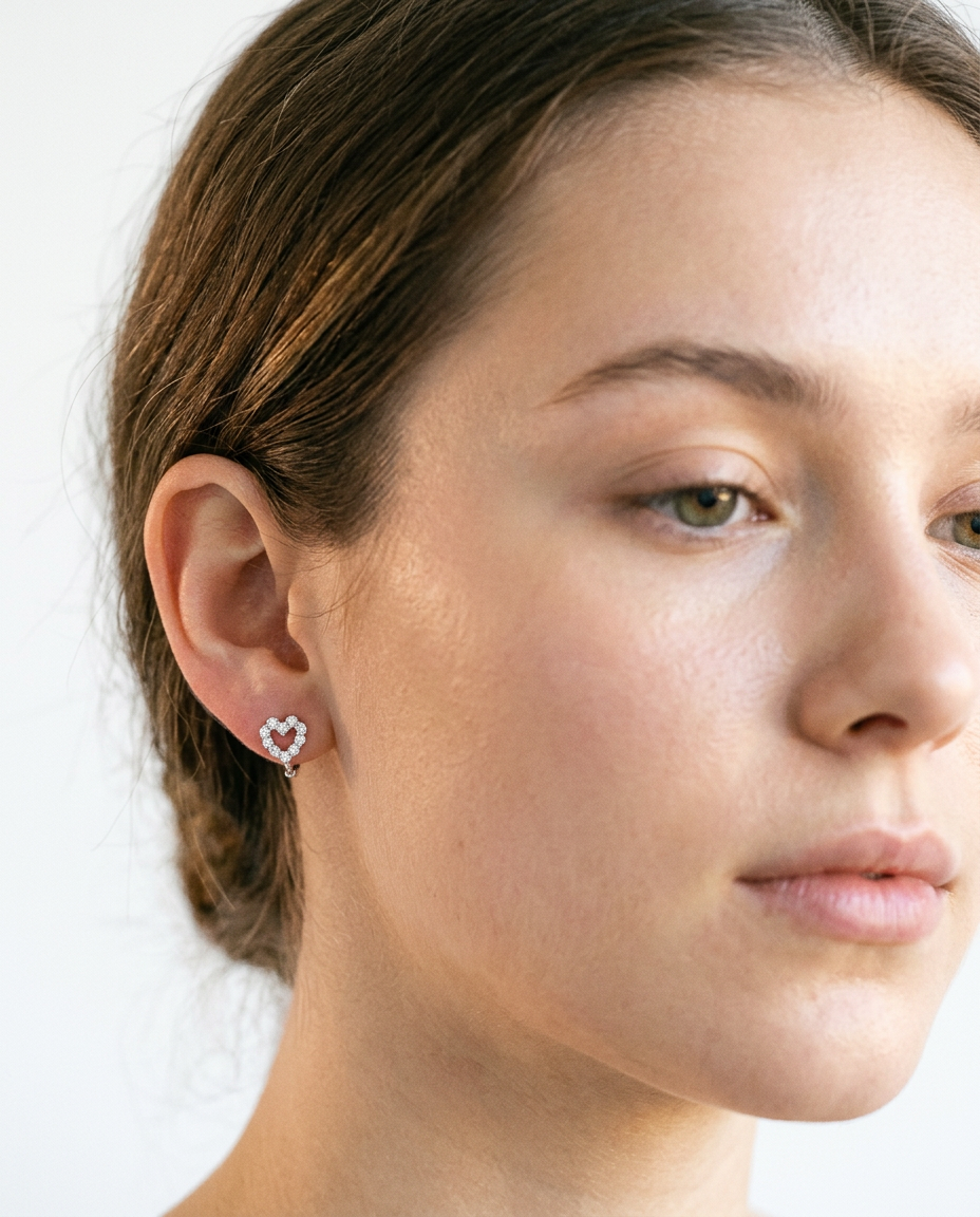 Pavé Heart Huggie Hoops