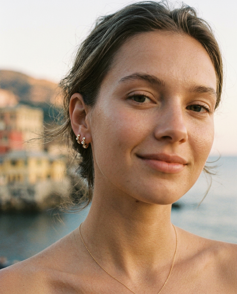 Twisted Zircon Hoop Earrings