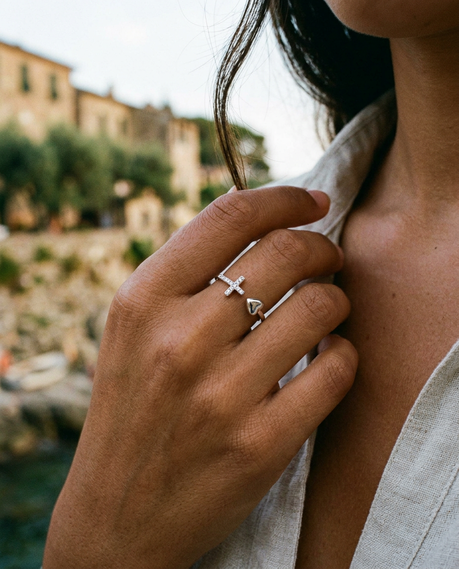 Heart & Cross Ring