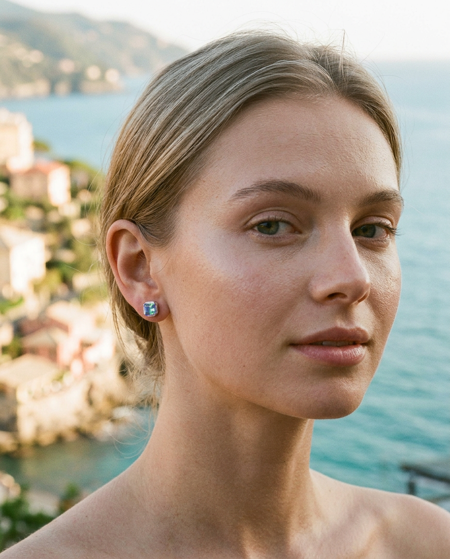 Gemstone Square Studs