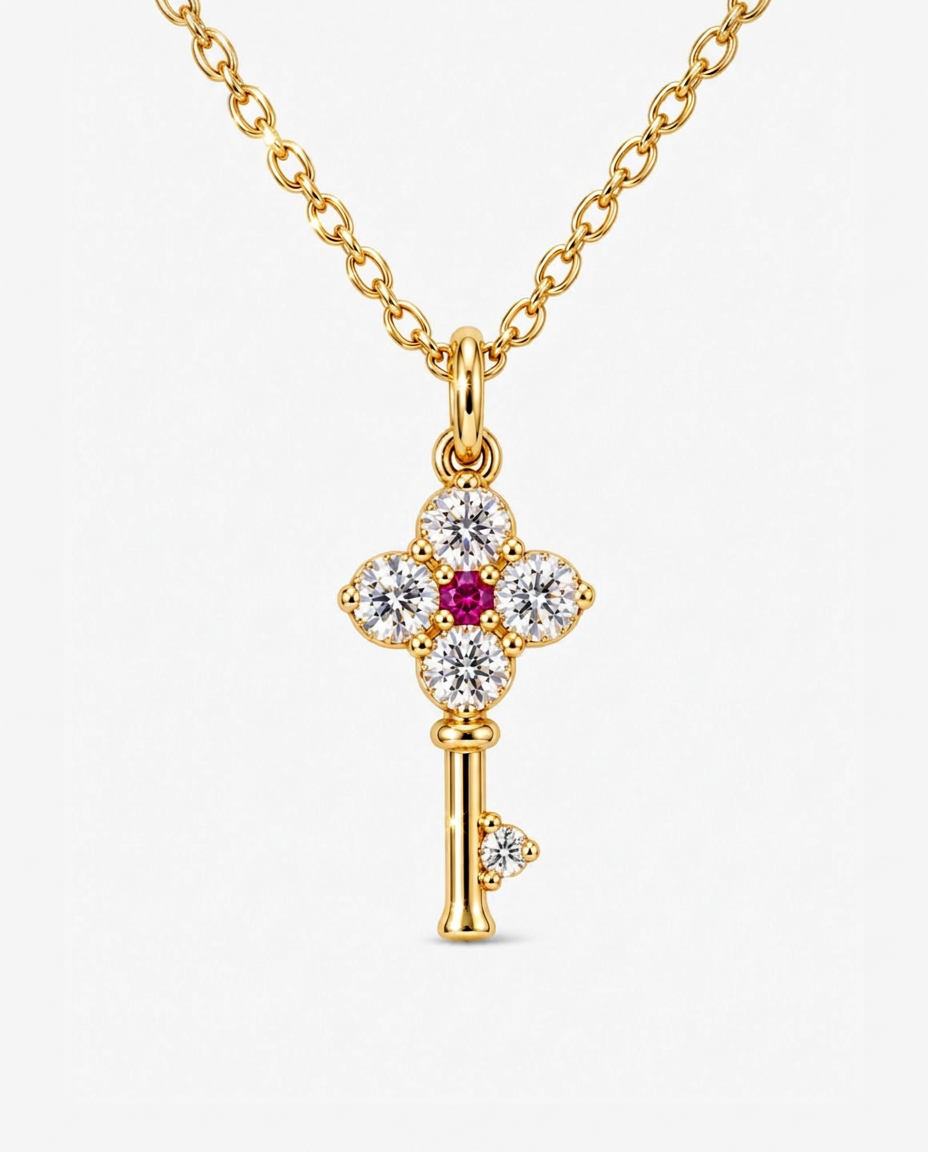 Clover Key Pendant Necklace
