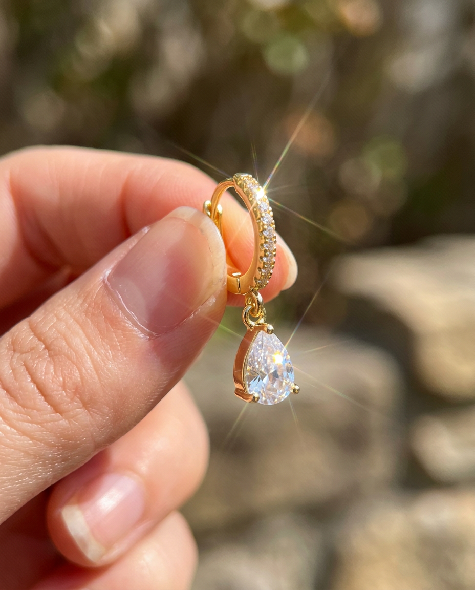 Crystal Drop Hoops