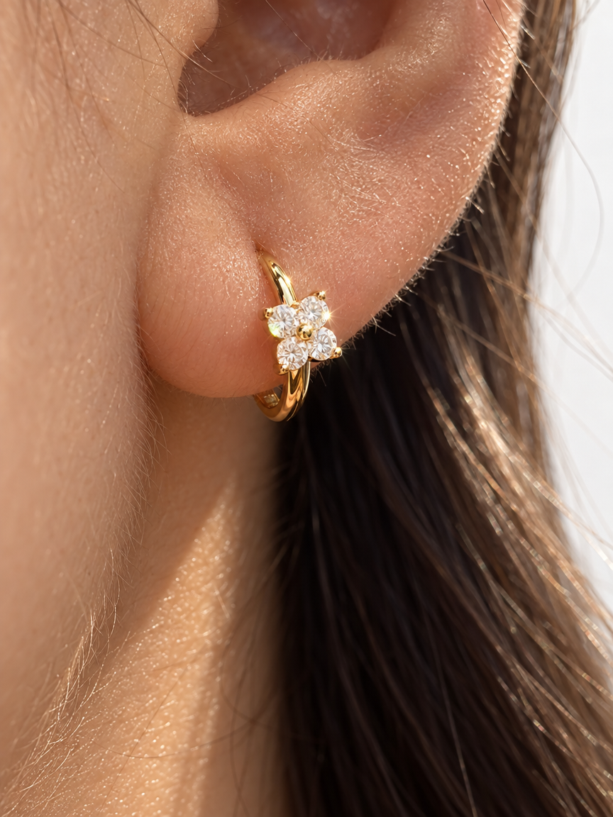 Clover Huggie Hoops