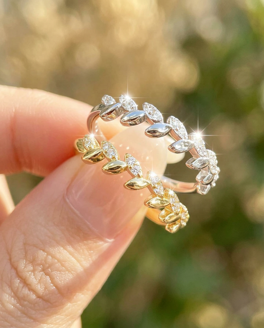 Leaf Pavé Ring