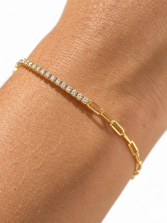 Half Tennis Paperclip Bracelet
