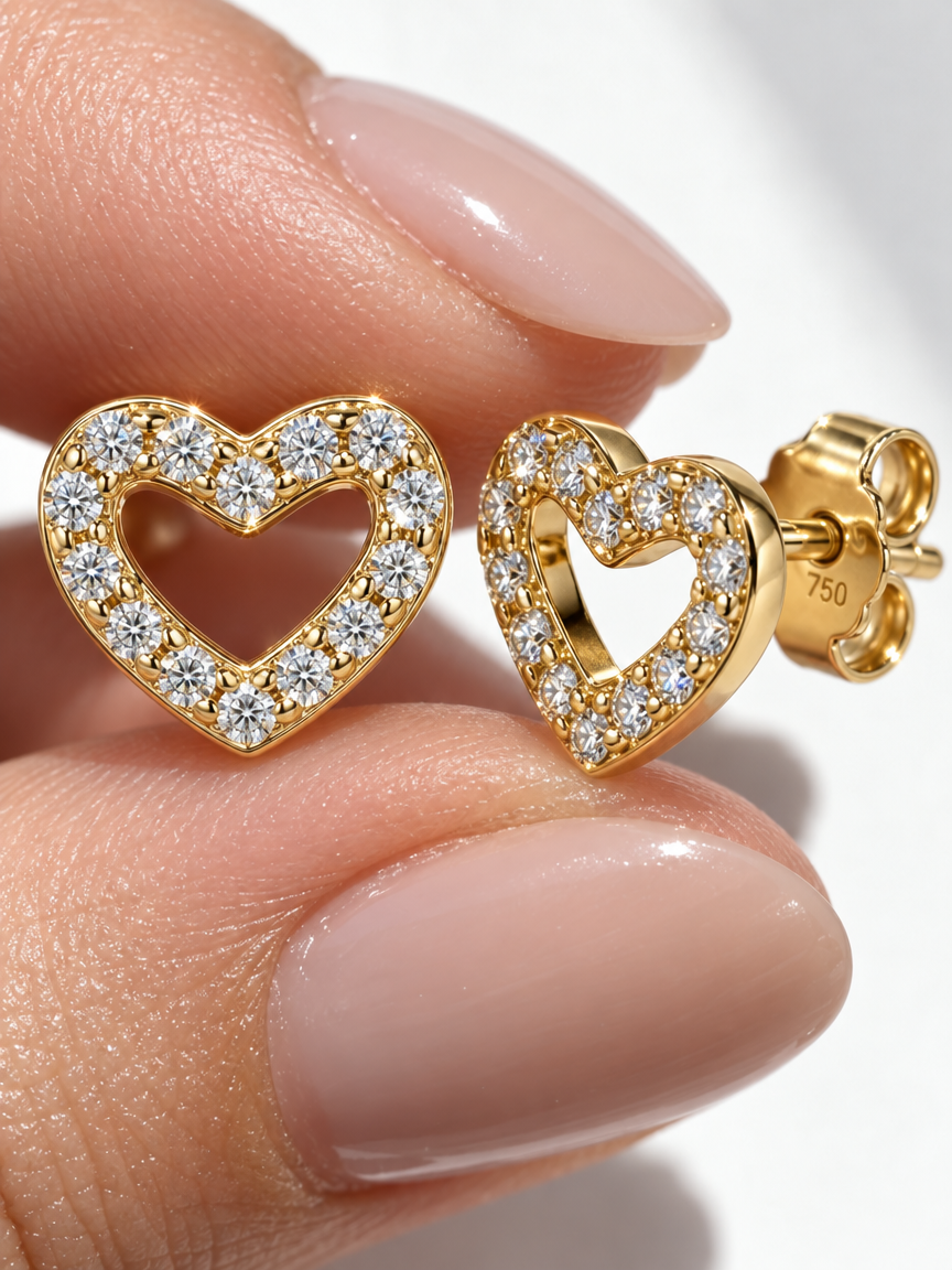 Pavé Heart Studs