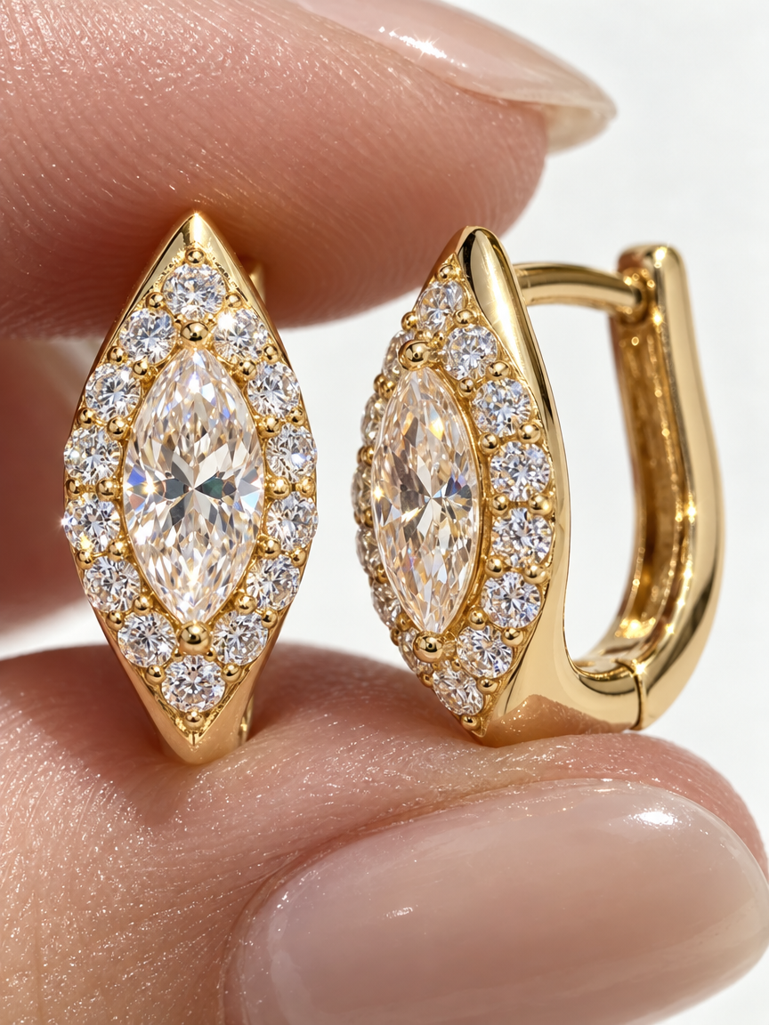 Marquise Halo Huggies