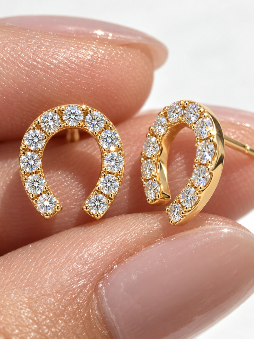 Pavé Horseshoe Studs