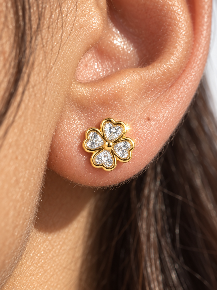Heart Clover Studs