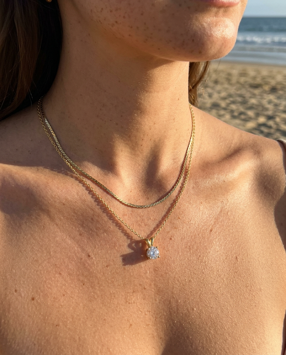 Solitaire & S-Chain Necklace Set