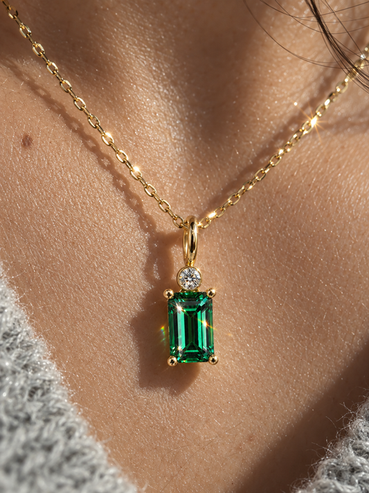 Green Crystal Baguette Necklace