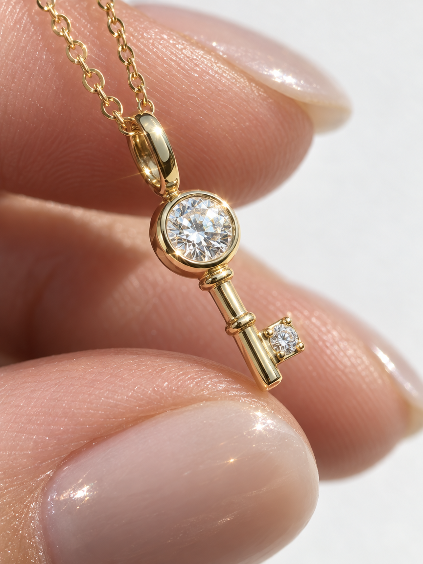 Sparkle Key Pendant Necklace