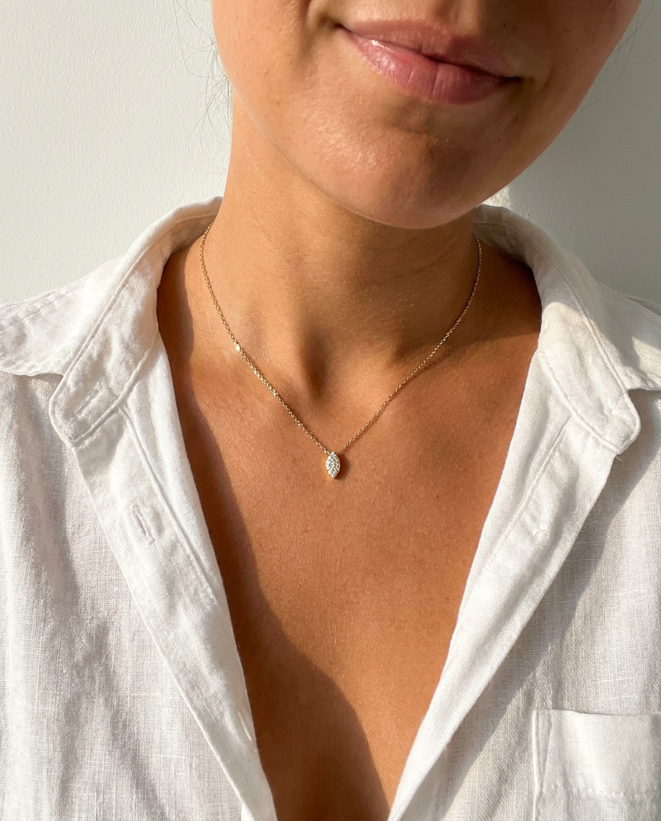 Pavé Oval Pendant Necklace