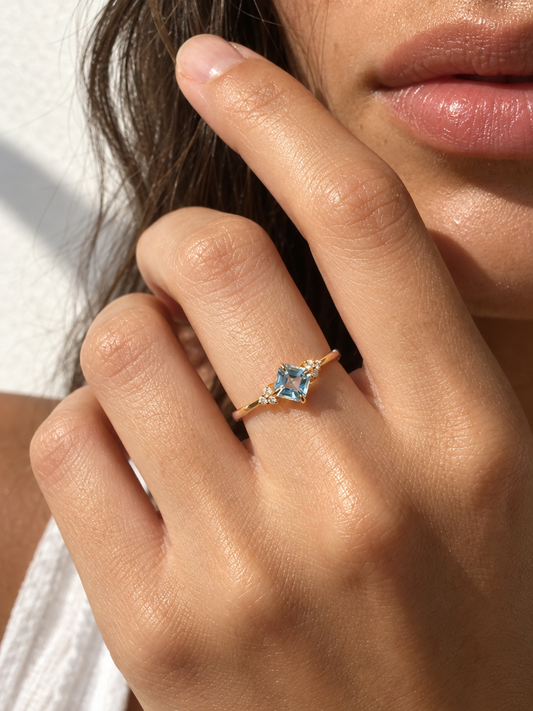 Aqua Cluster Ring