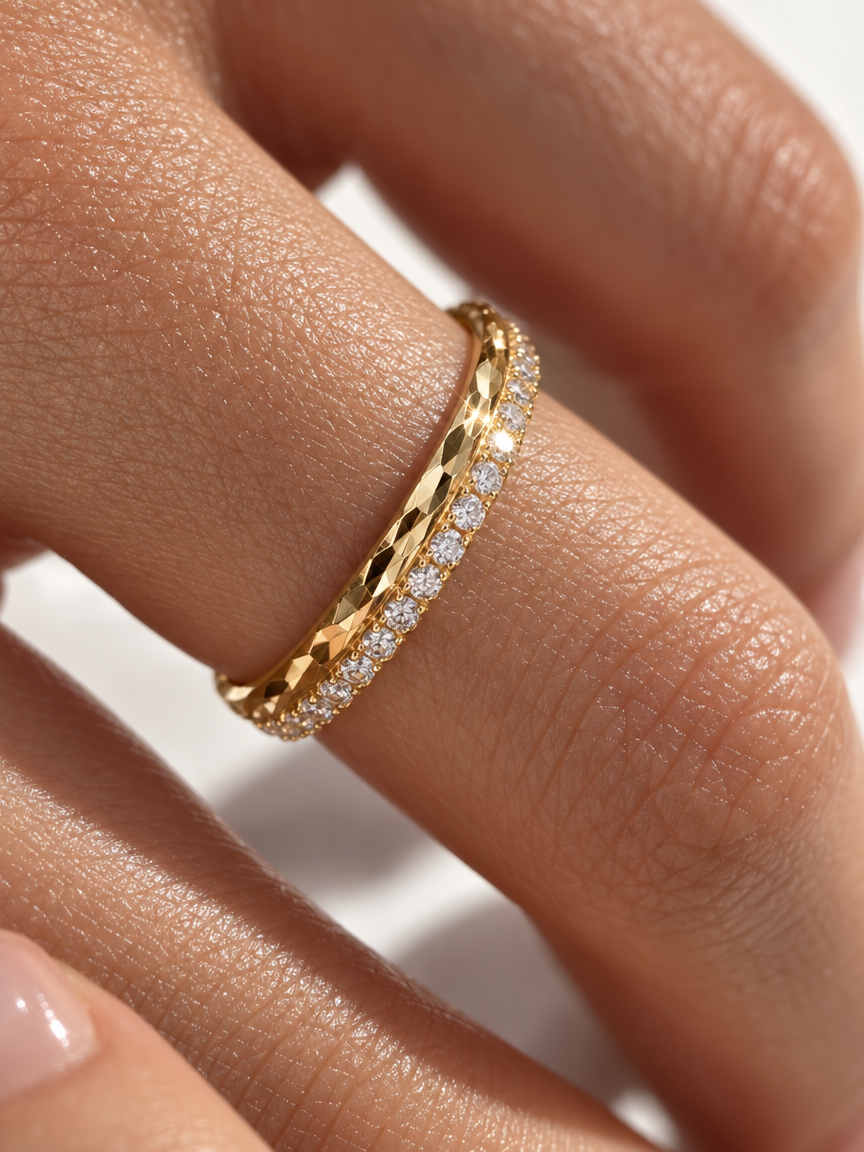 Ribbed Pavé Band