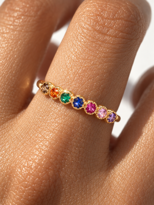 Rainbow Zircon Ring