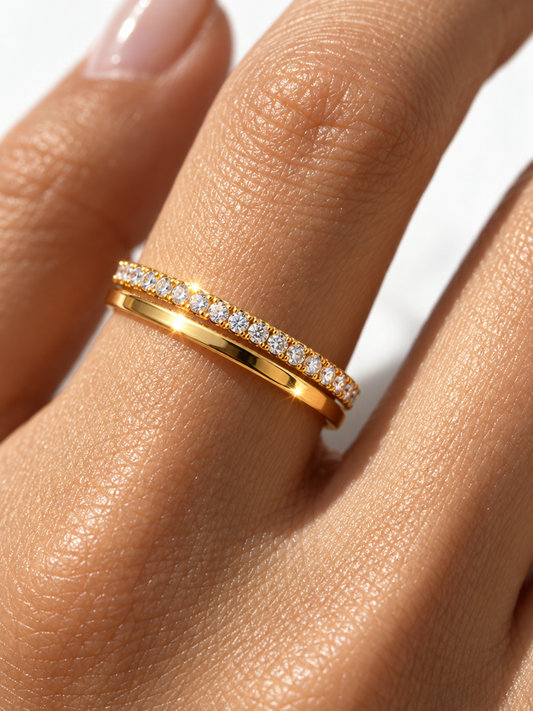 Double Band Pavé Ring