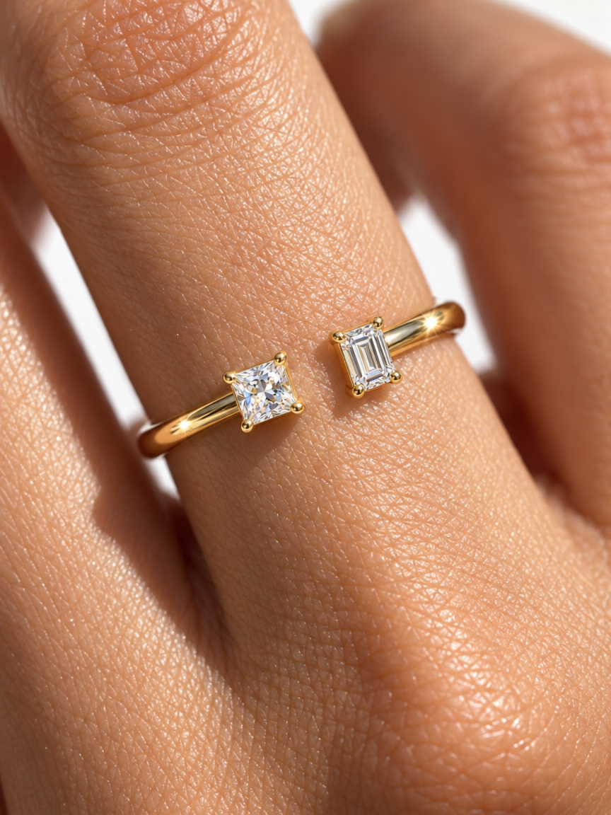 Dual Stone Open Ring