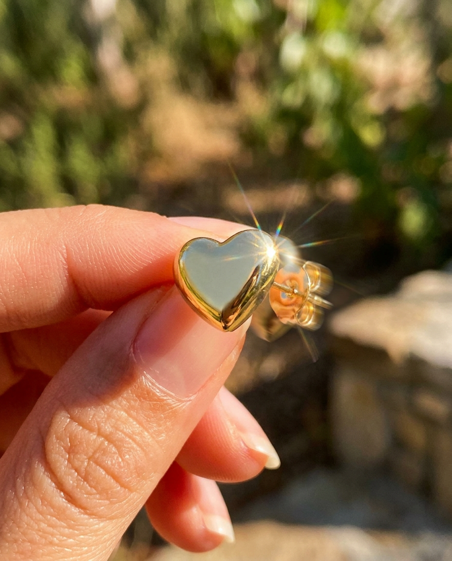 Peach Heart Studs