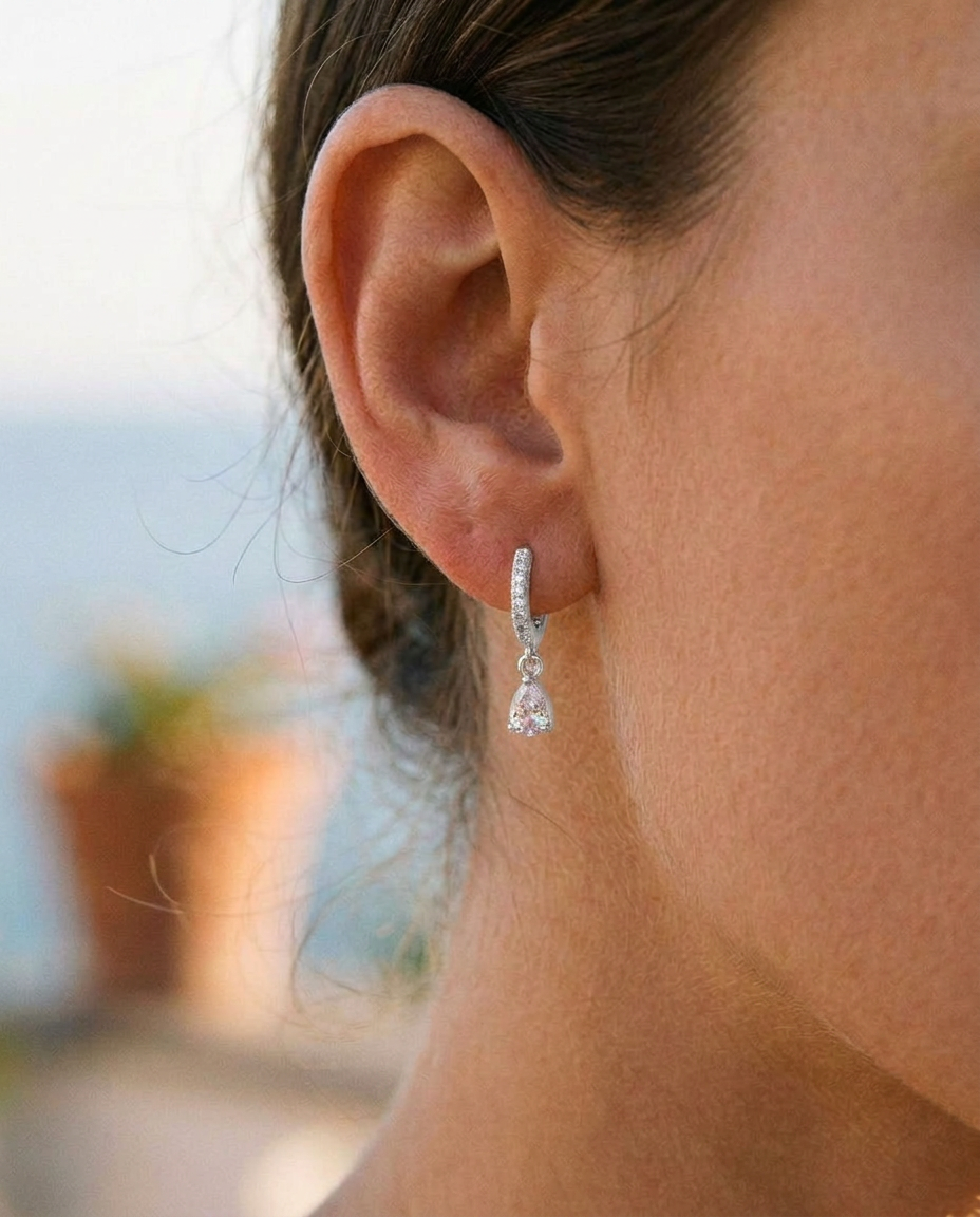 Crystal Drop Hoops