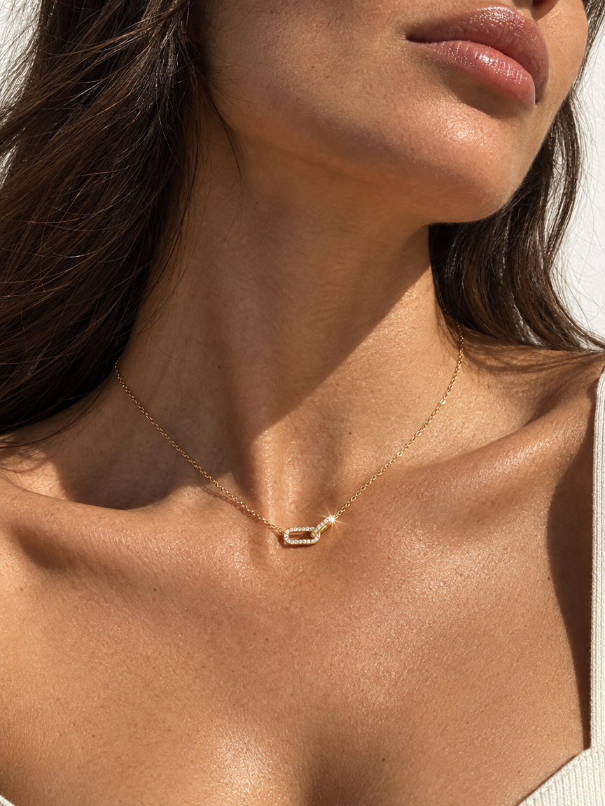 Double Pavé Ring Necklace