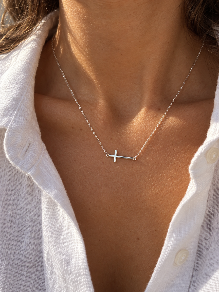 Horizontal Cross Necklace