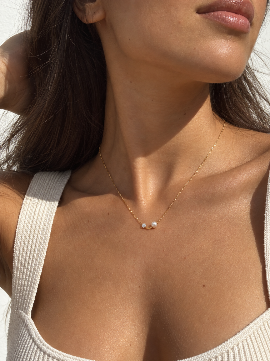 Pearl & Zirconia Accent Necklace